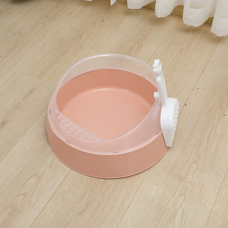Spacious Shielded Cat Litter Box with Scoop