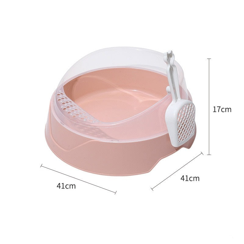 Spacious Shielded Cat Litter Box with Scoop